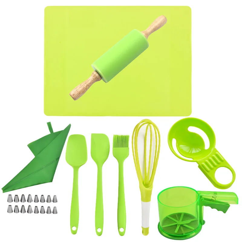 

16pc/Set Green Cakes For Decoration Spatula Cupcake Decorating Mold Accessories Turntable Shipping Free Knife Pizza Cookie Tools