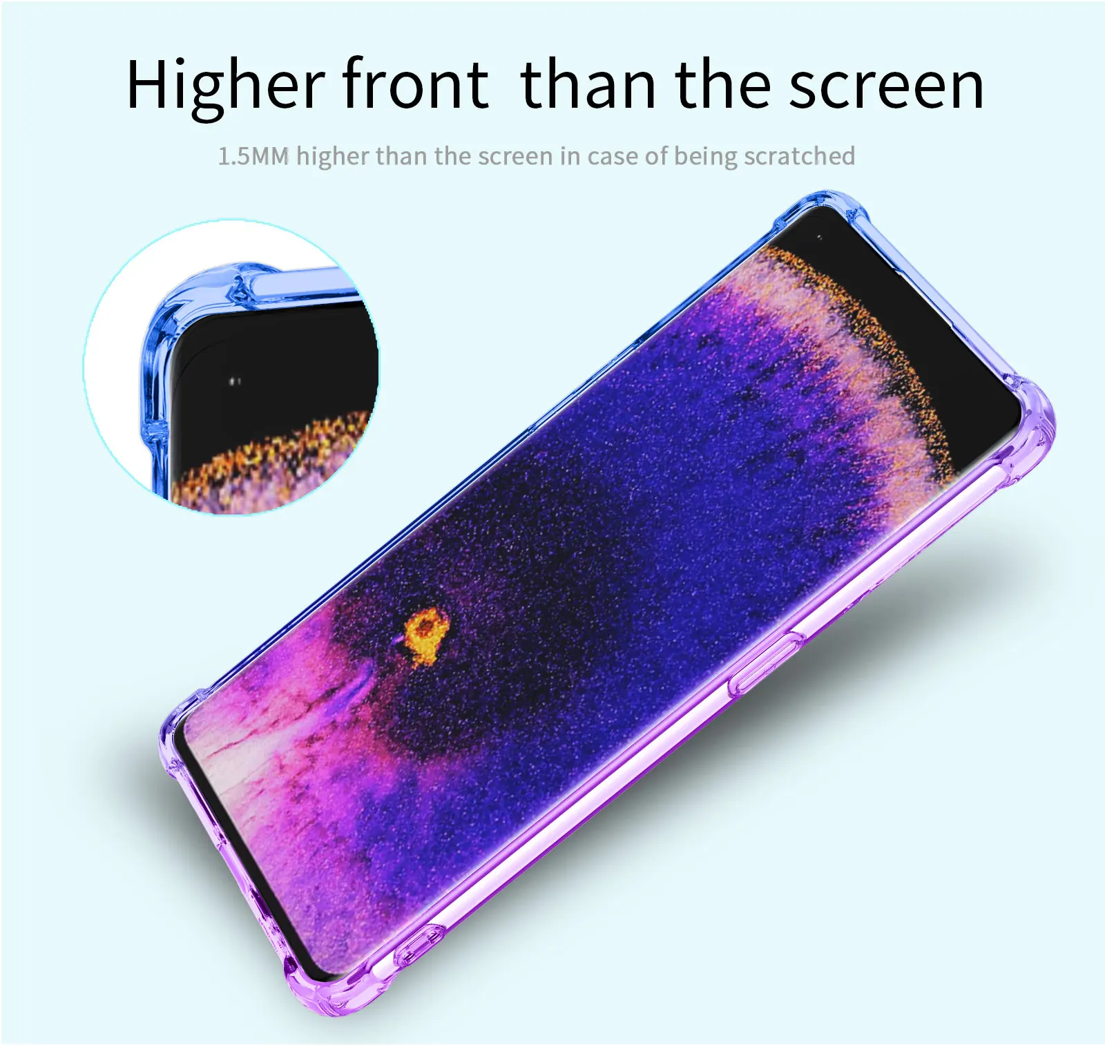 Фото Для Oppo Find X5 Pro чехол для телефона, гибридный градиентный ТПУ Встроенный мягкий 4 Усиленный амортизирующий угловой бампер с защитой от царапин №4