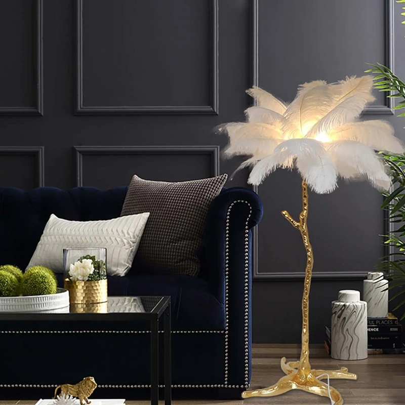 1 2 м Скандинавская декорация Домашний напольный светильник с перьями