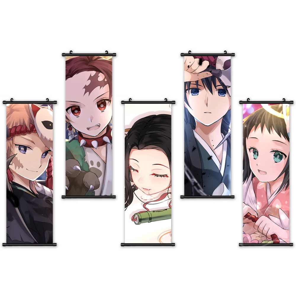 

Demon Slayer Hang Painting Wall Artwork Kimetsu No Yaiba Picture Plastic Scroll Print Canvas Poster Home Decor For Living Room