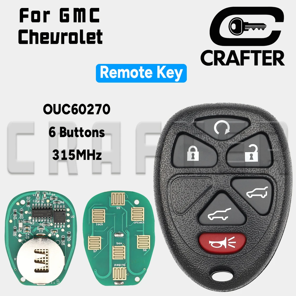 Ключ Crafters Автомобильный дистанционный ключ OUC60270 315 МГц 3-6 кнопок для Chevrolet Tahoe Traverse для GMC Chevy Silverado Buick Hummer