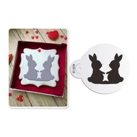easter bunnies cake stencil for cookies and cupcake stencil decorating mold plastic mould bakeware tool