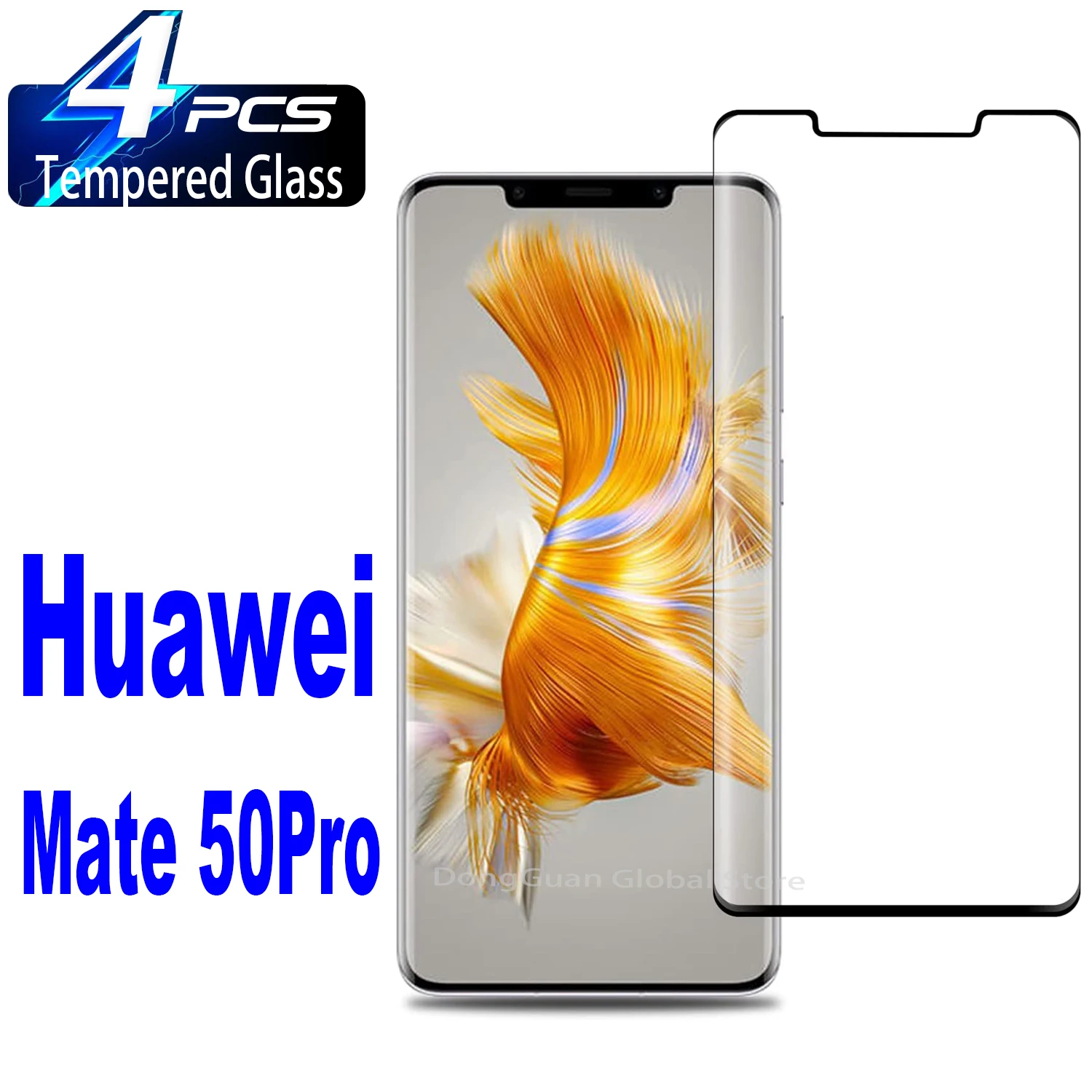 

1/4Pcs Tempered Glass For Huawei Mate 50 Pro Screen Protector Glass Film