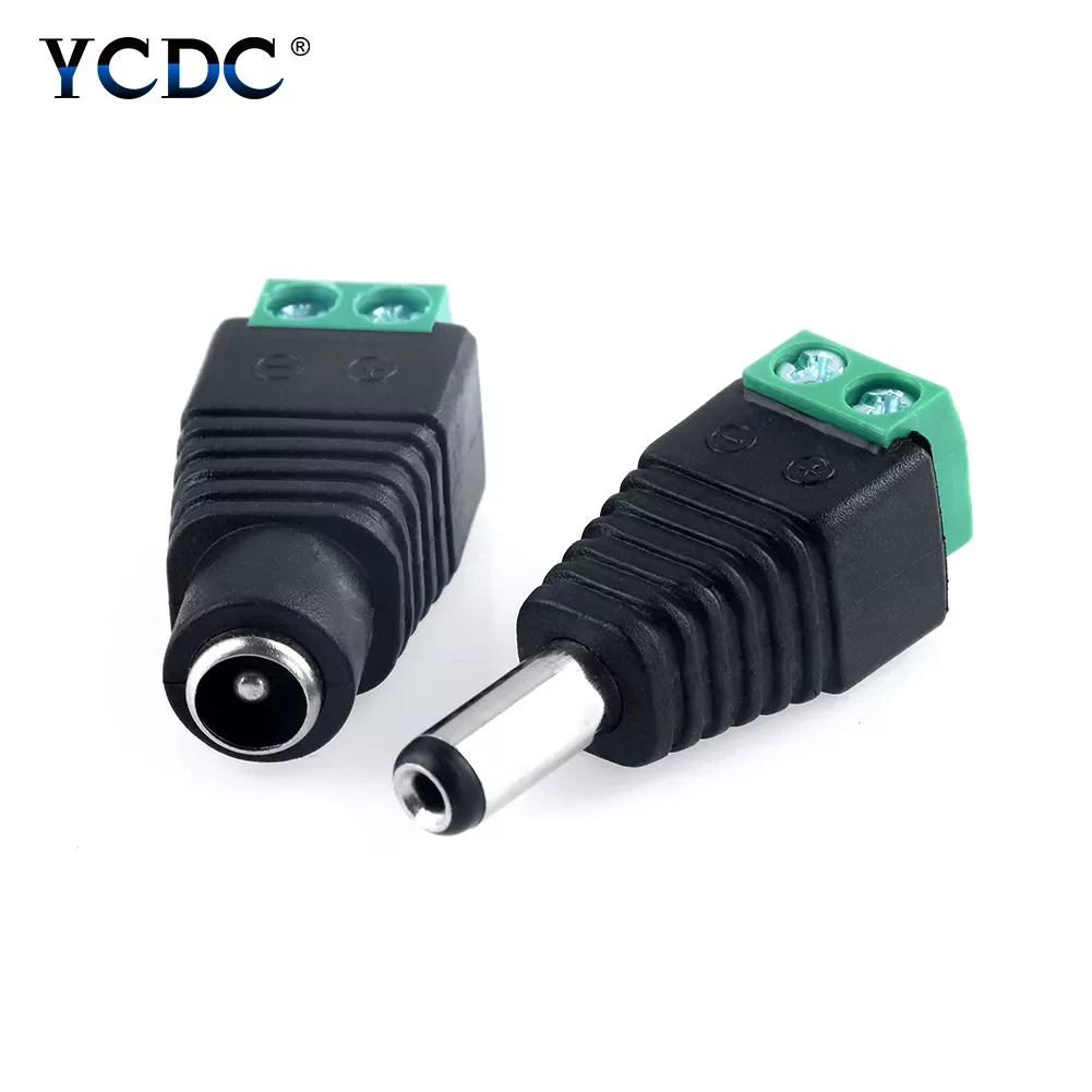 

Female+1pc Male DC Power Plug 5.5mm x 2.1mm Adapter for 5050 3528 5060 Single Color LED Strip and CCTV Cameras DC Connector