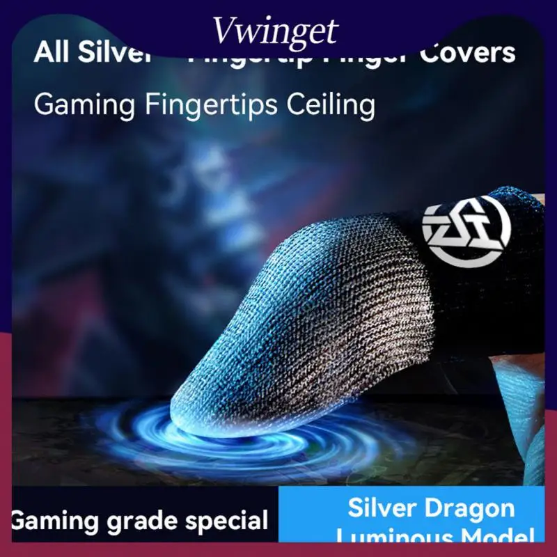 

2 Pair Touch Screen Gloves Convenient Sweatproof Finger Cover Breathable Durable Gaming Accessorie Sterling Silver Fiber