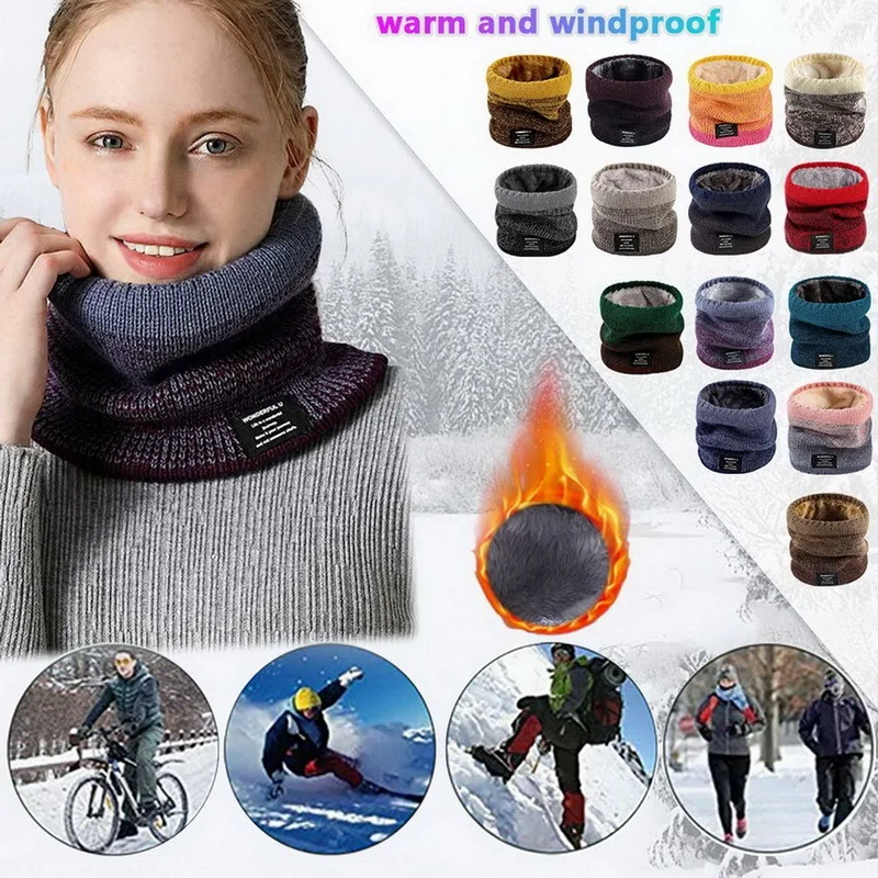 

Вязаный теплый шарф унисекс, сезон зима-осень, Женская бандана, однотонный шарф, Флисовая Повязка на голову, шейный шарф, шаль