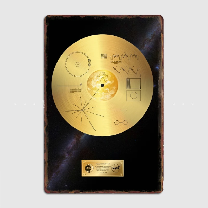 Voyager 1 Golden Record Space Poster Metal Print Mural Garage Decoration Club Party Vintage Tin Sign Poster Coffee decoration