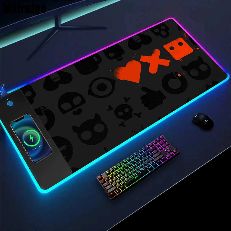

Wireless Charging Mouse Pad Rgb Love Death&Robot Gamer Pc Table Desk Pad Gaming Room Decoration Extended Pad Keyboard Wrist Rest