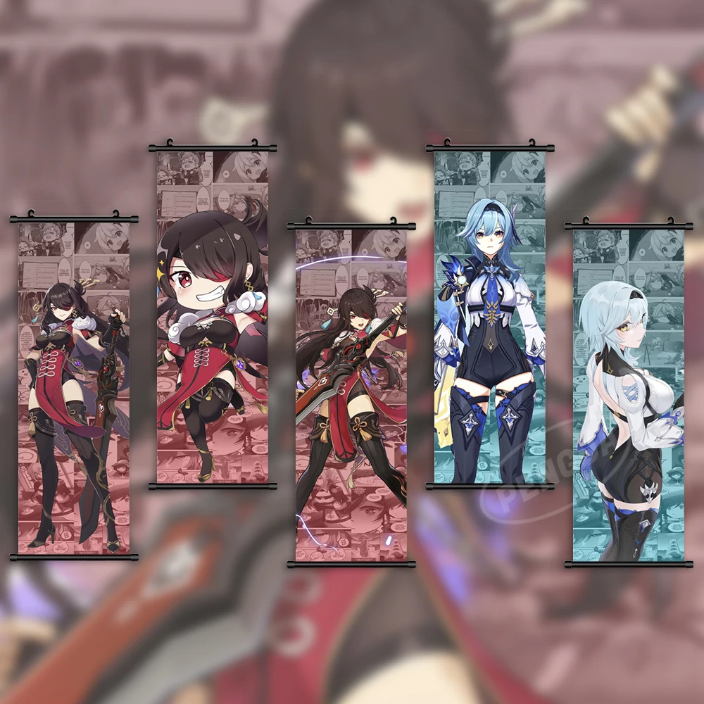 

Wall Art Adventure Canvas Genshin Impact Pictures Yun Jin Painting Print Hu Tao Poster Yae Miko Hanging Scrolls Home Decoration