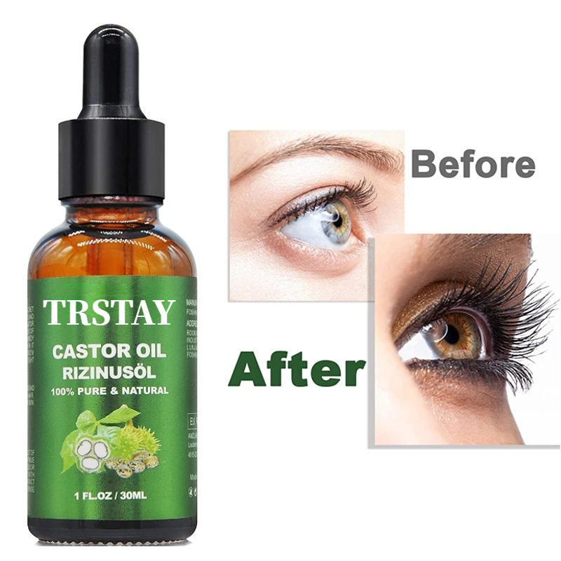 Hair Regrowth Essential Oils Essence Natural Castor Oil Hair Eyebrow Lashes Growth Serum