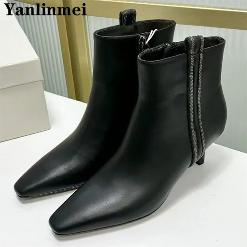 Сексуальные женские короткие ботинки на каблуке с котенком ботильоны высоком