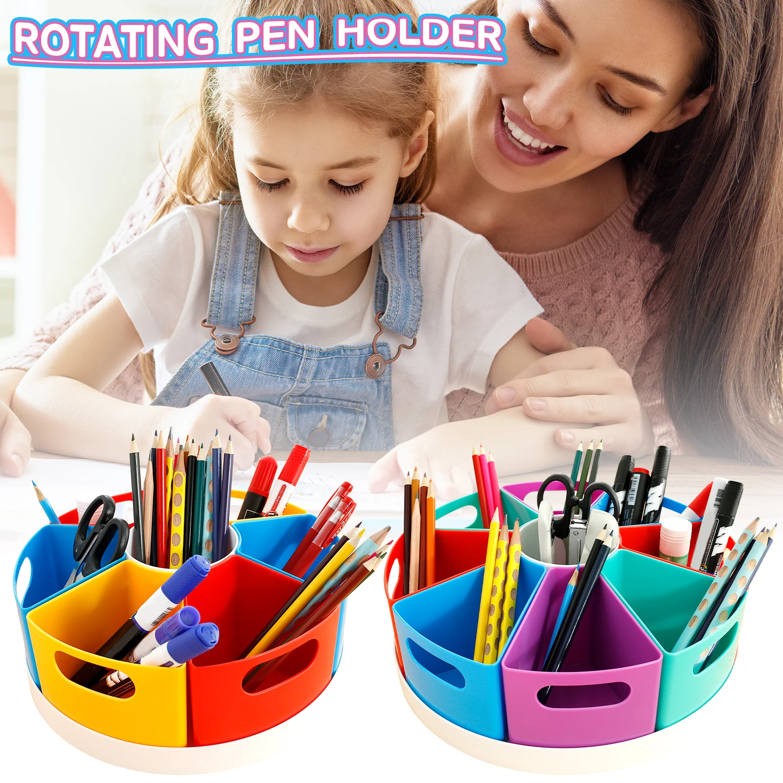 

Rotating Storage Caddy 10/12inch 360° Rotatable Art Supply Organizer Creative Pen Crayon Storage Organizer Portable Marker Desk