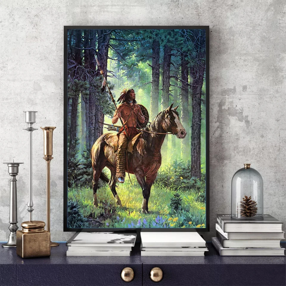 

Painting With Diamonds Indian Knight Diamond Mosaic Vintage Pictures Cross Stitch Embroidery Kits Rhinestone Art Handmade DIY