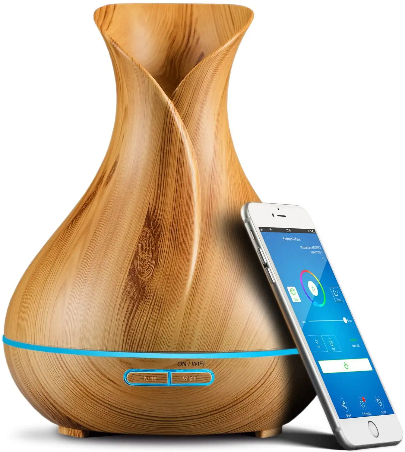 

WiFi Essential Oil Aromatherapy Diffuser Humidifier 400ml Light Wood