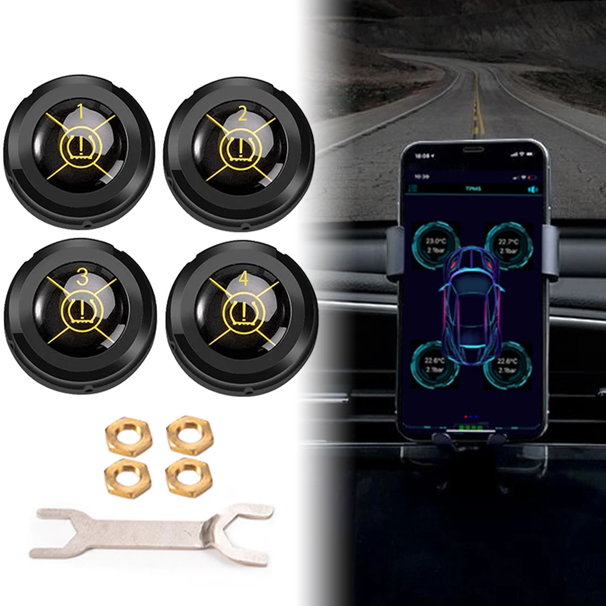 

Система контроля давления в шинах Bluetooth 5,0 Android IOS TPMS APP Автомобильный датчик давления в шинах Сигнализация датчики давления в шинах