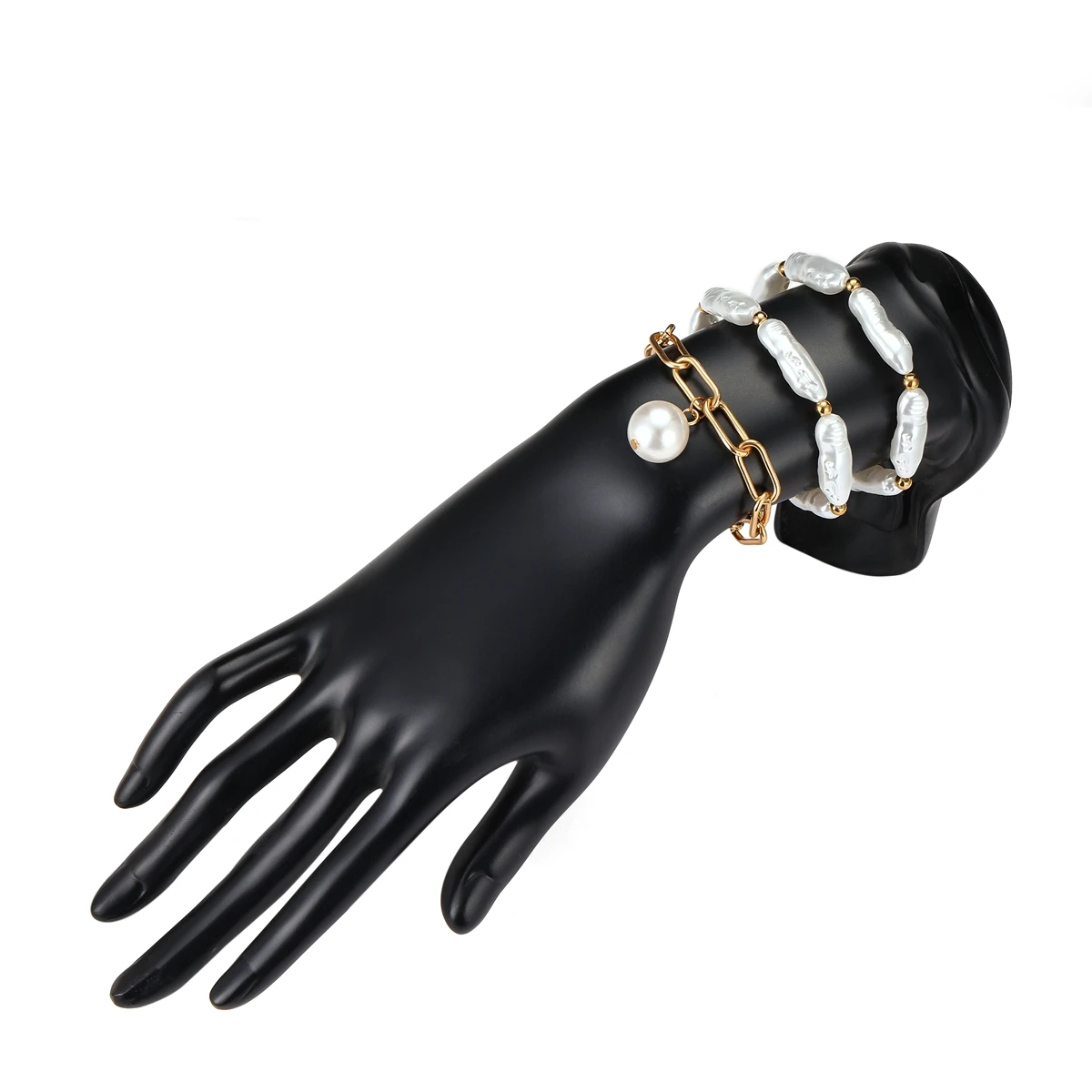 3 шт./комплект Длинный браслет с имитацией жемчуга для женщин Богемные многослойные наручные украшения Винтажный Панк Хип-хоп Вечеринка Клубный браслет.