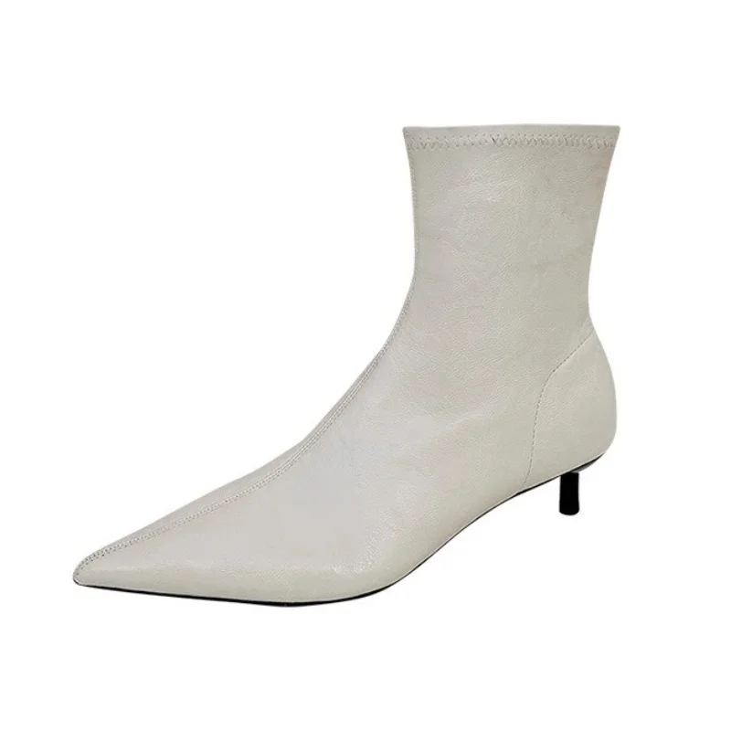 Ботильоны Челси женская обувь на высоком каблуке тренд 2025 дизайнерские кожаные