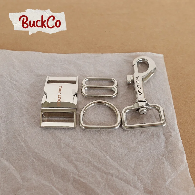 

Engraved 25mm Silver(metal buckle+adjust buckle+D ring+metal dog clasp) DIY webbing sewing pet supplies high quality accessories