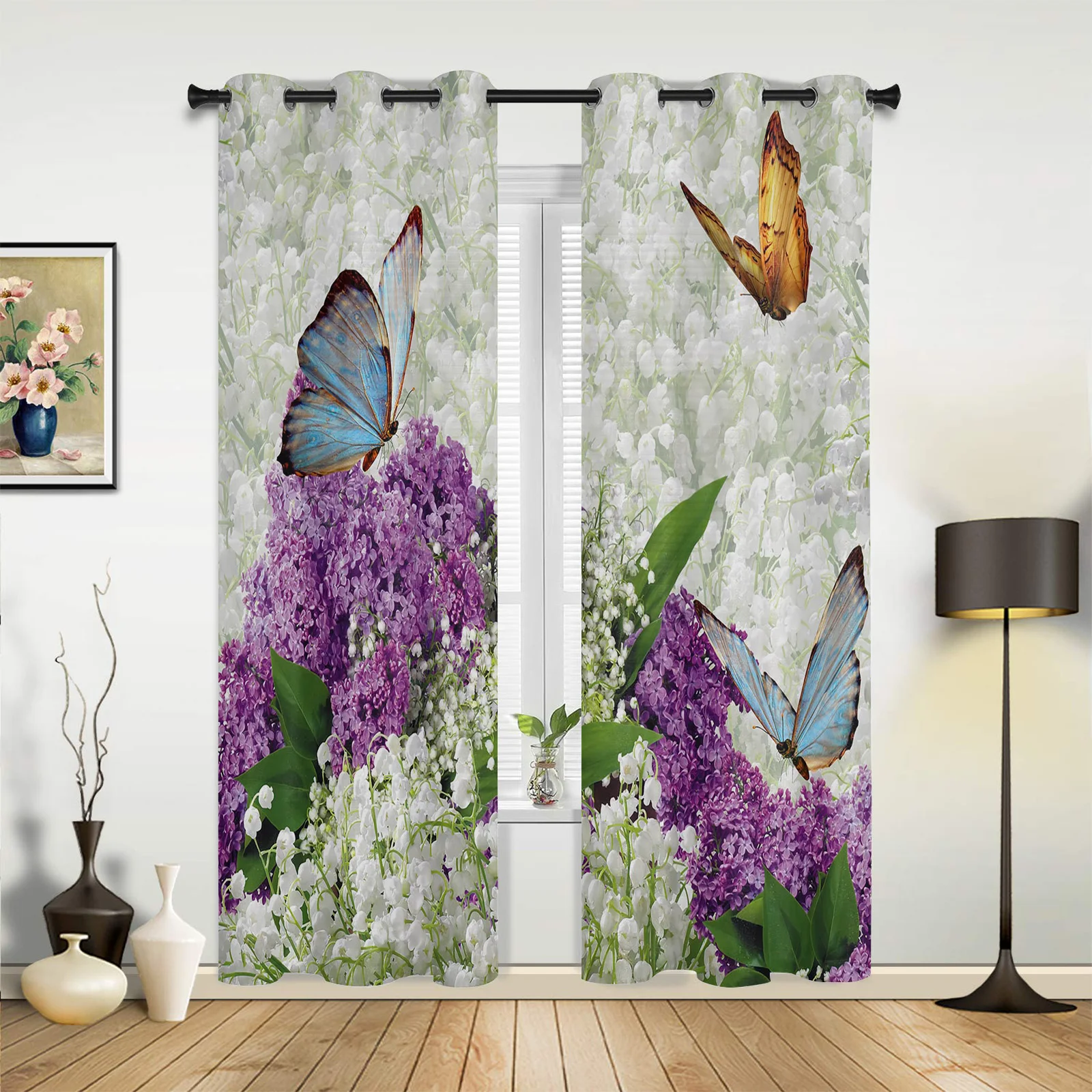 

Flowers Bouquet Butterfly Curtains for Bedroom Living Room Drapes Kitchen Children's Room Window Curtain Modern Home Decor