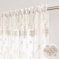 new window sheer bedroom white tulle for living room floral embroider drapes transparent kitchen curtains rod pocket home decor