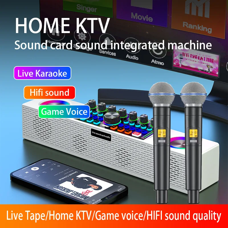 

SY8 Bluetooth Speaker Outdoor Party Live Broadcast Sound Card All-in-One Machine Speaker Home Karaoke Stereo Subwoofer With Mic