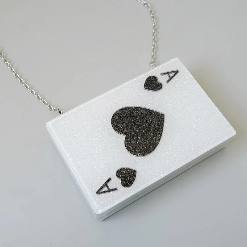 New Trendy Bags Fashion Women Handbags White Cartoon Ace Acrylic Luxury Party Evening Bag Woman Wedding Cute Box Clutch Purse
