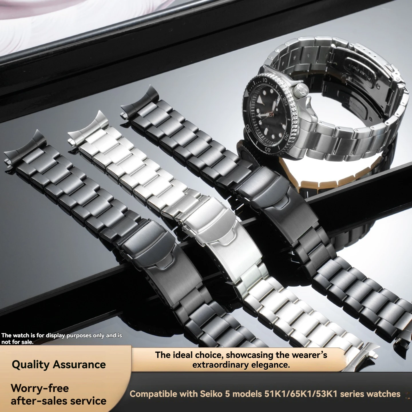 Фото Изогнутые стальные браслеты для Seiko 5 Series, 22 мм, из нержавеющей стали, для моделей SKX007, 009, SRPD53, SRPD55 — все версии. №3