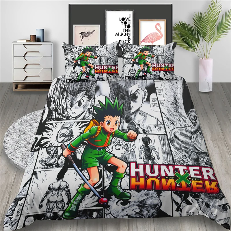 

HUNTER X HUNTER Bedding Set 3D Anime Comforter Duvet Covers For Boy Adult Bedclothes Bed Linen(NO Sheet) AYR