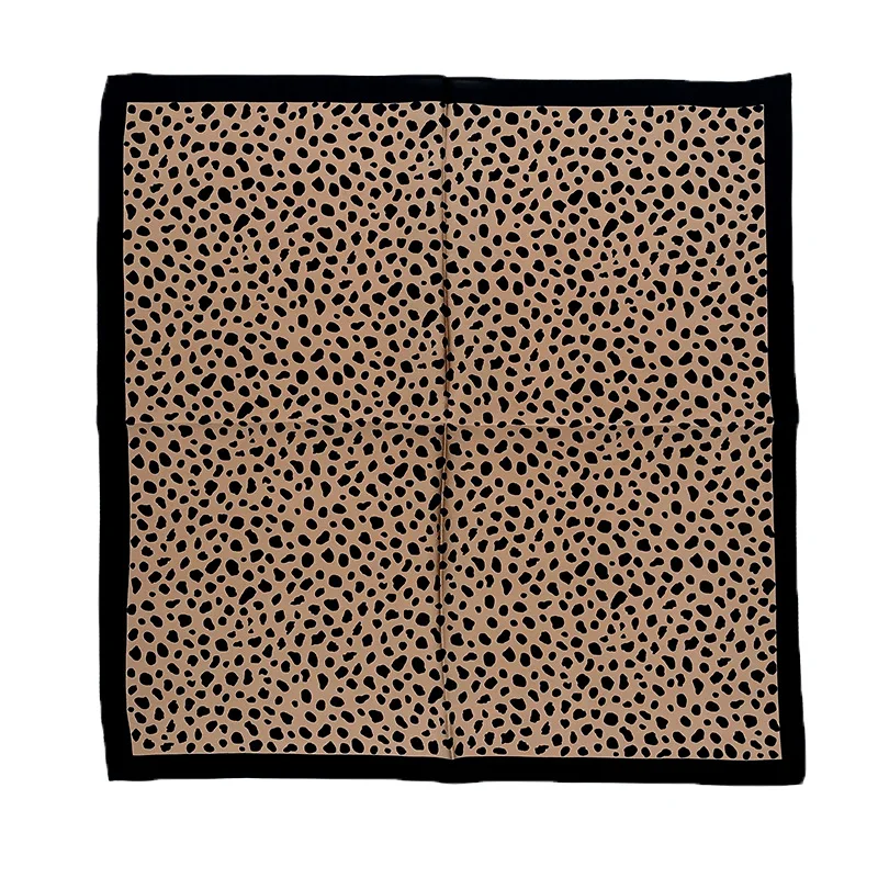 

2022 Brand 100% Mulberry Silk Scarf Women Leopard Foulard Square Small Headband Fashion Print Neckerchief Scarves Bandana Hijab