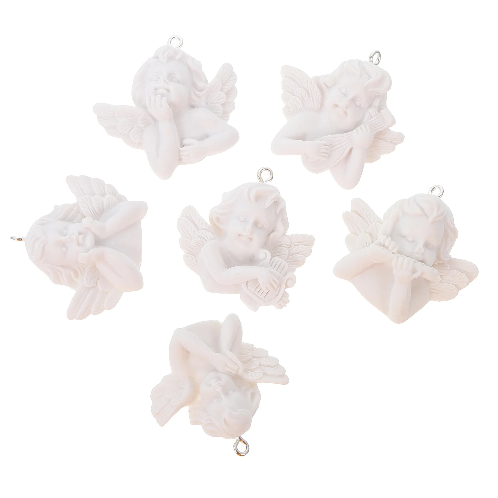 

12 Pcs Winged Angel Statue Hair Clips Decoration Jewelry DIY Charms Vintage Phone Case Parts Resin Fairy Earrings