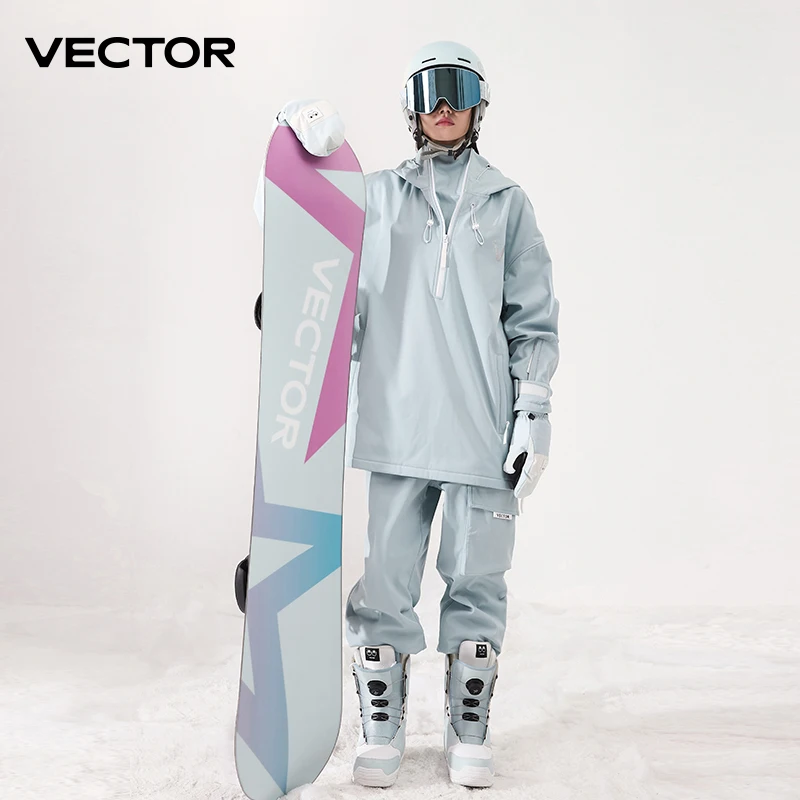 Men Solid Color Ski Jacket Ski Pants Warm Windproof Winter Overalls Hoodie Waterproof Outdoor Sports Clothing Snowboard