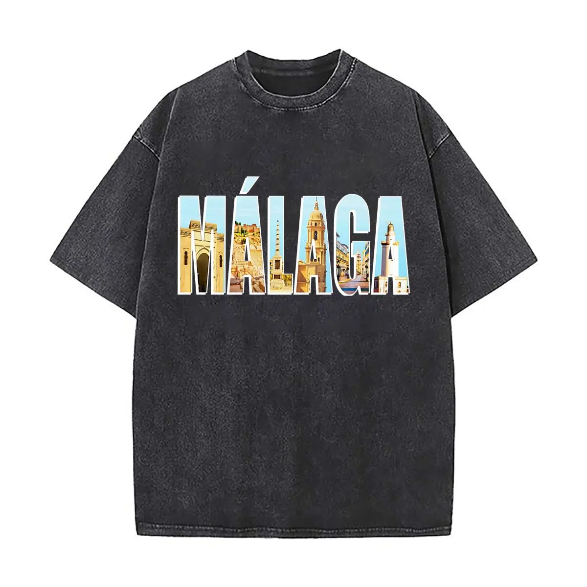 Фото Дышащий хлопковый топ с короткими рукавами Málaga Travel Art Sports Casual, с эффектом потертости и стирки №1