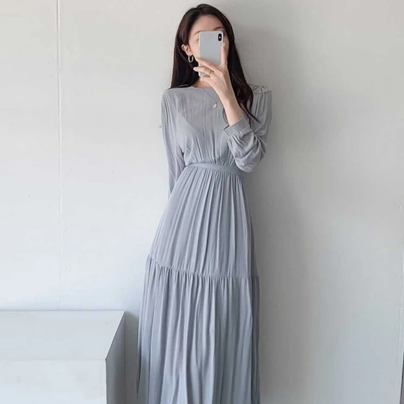 Nomikuma корейское шикарное платье трапециевидной формы женское однотонное с тонкой
