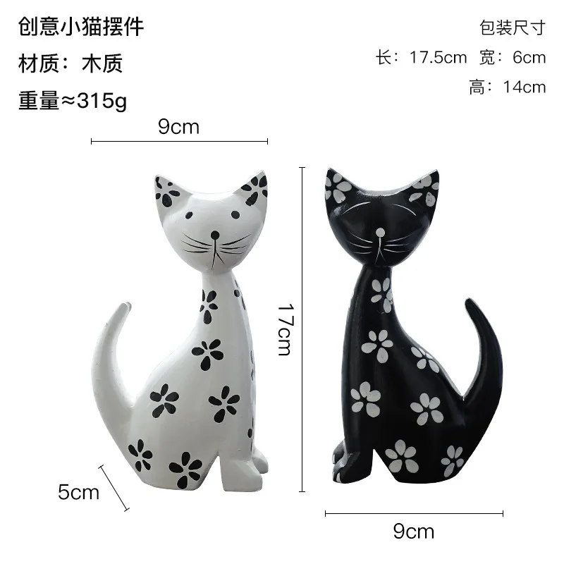 2 шт. деревянная статуэтка кошки в горошек