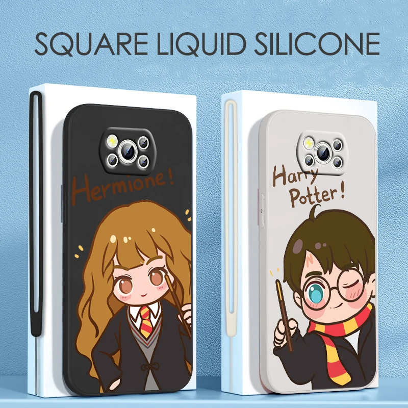 

Cute H-Harryy Potters Anime For Xiaomi POCO X4 M5S F4 M4 X3 F3 M3 C3 F2 X2 F1 Pro GT NFC 4G 5G Liquid Rope Phone Case