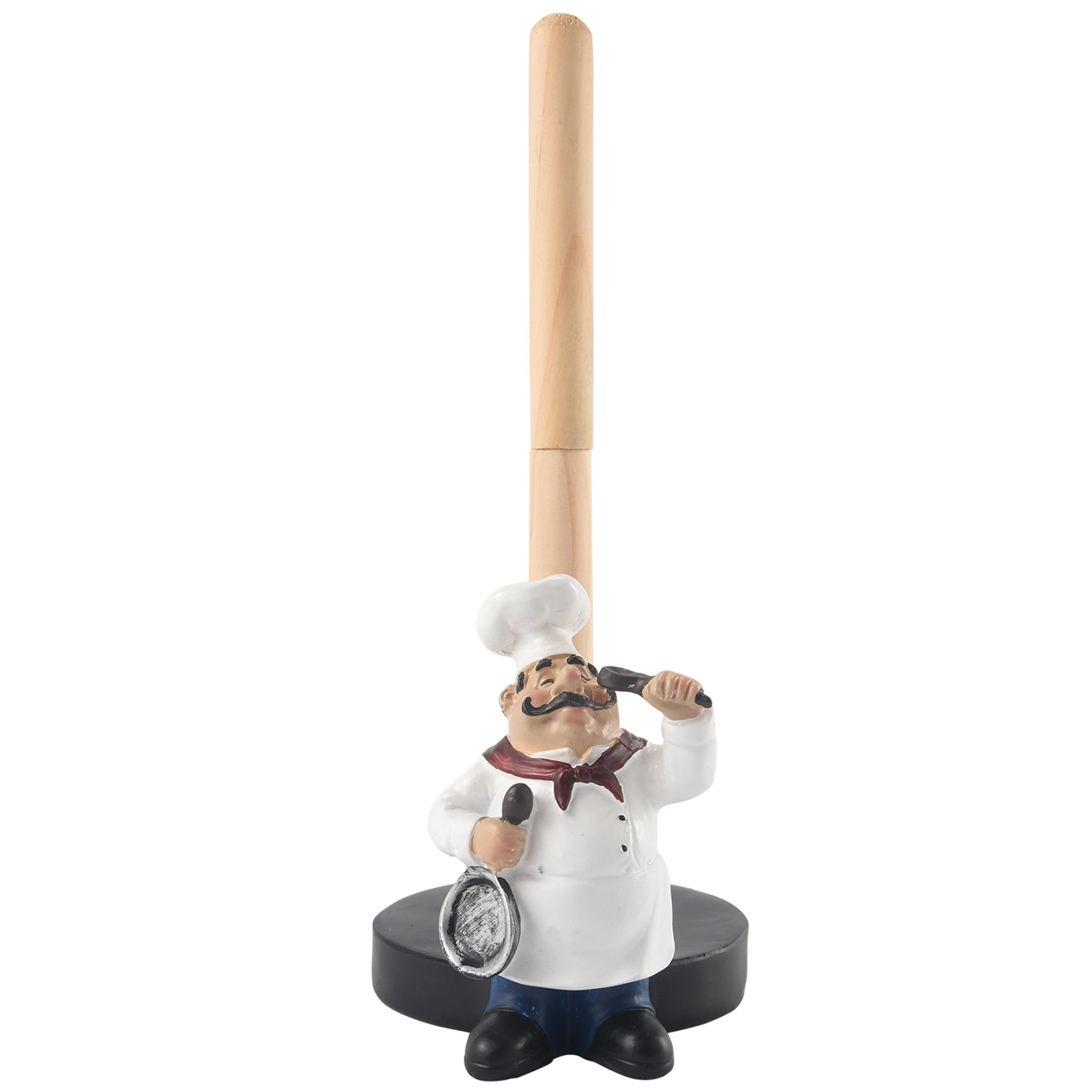 

Resin Chef Double-Layer Paper Towel Holder Figurines Creative Home Cake Shop Restaurant Crafts Decoration Ornament A