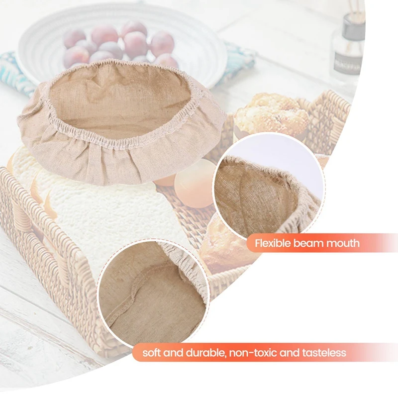 6 Pcs Oval Shape Bread Proofing Basket Cover Natural Rattan Baking Dough Sourdough Proofing Basket Cloth Liner