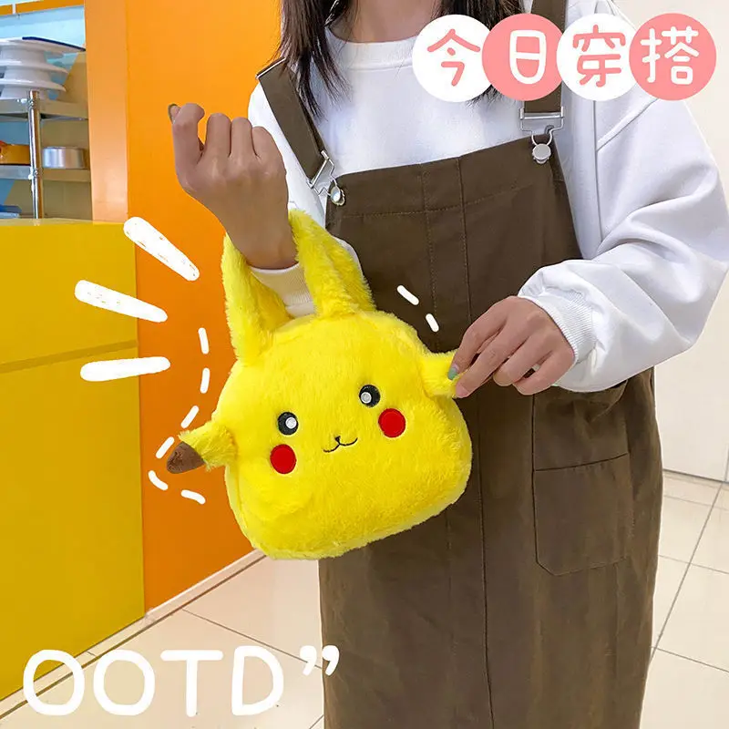 

Autumn and Winter Fashion Bags Plush Handbags Purses Cute Pikachu Mini Handbag Gift