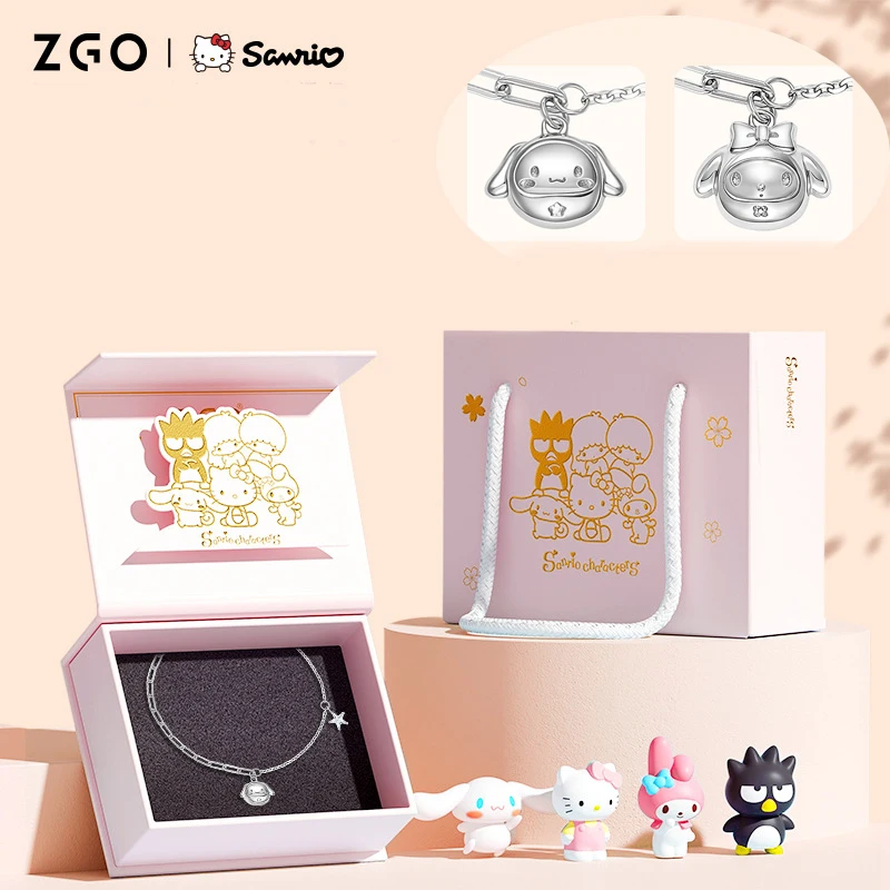 

Sanrio My Melody Cinnamoroll Свадебные Ювелирные наборы для женщин Роскошные серебряные серьги с микро цирконием кольцо браслет ожерелье