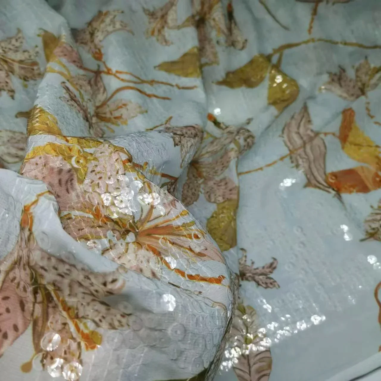 Лидер продаж шифоновое прозрачное платье из ткани с вышивкой и блестками