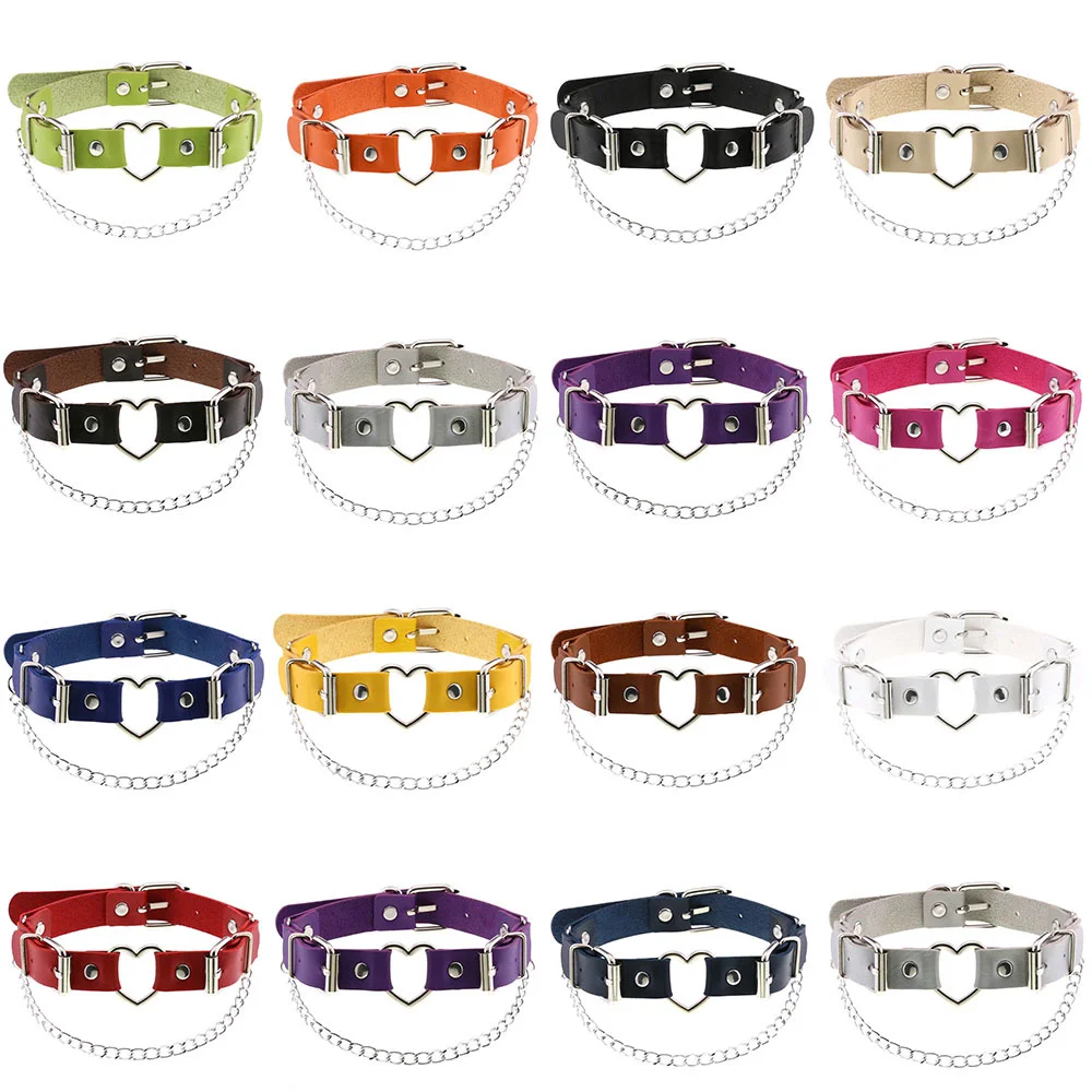 

Punk Goth choker silver color heart necklaces for women fashion Cosplay neck chain Harajuku clavicle Gothic sexy collar jewelry