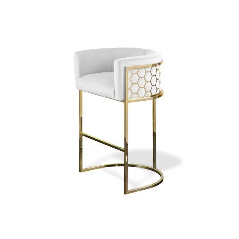 Барный стул высотой со спинкой Современный барный с полированными ножками из