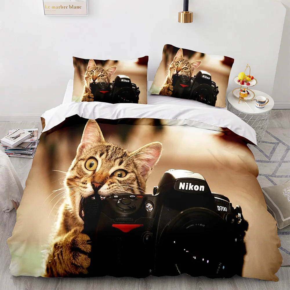 

Single Twin Full Queen King Size Cute cat Bed Set Aldult Kid Bedroom Black cat Bedding Set Duvetcover Sets 3D Print Kawaii 039