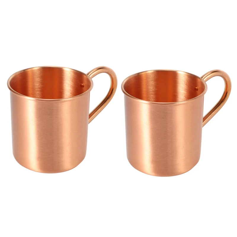 

2X Pure Copper Moscow Mule Mug Solid Smooth Without Inside Liner For Cocktail Coffee Beer Milk Water Cup Home Bar Cool