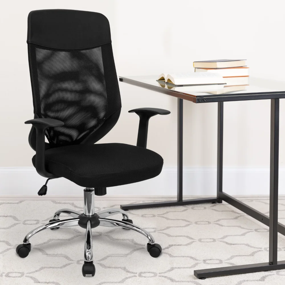 

Flash Furniture High Back Black Mesh Executive Swivel Office Chair with Arms