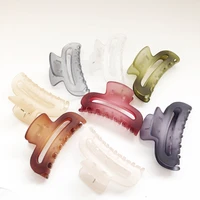 trendy rubber color hair claw clips transparent plastic geometric hollow out big arched type crabs for hair ponytail hairgrips