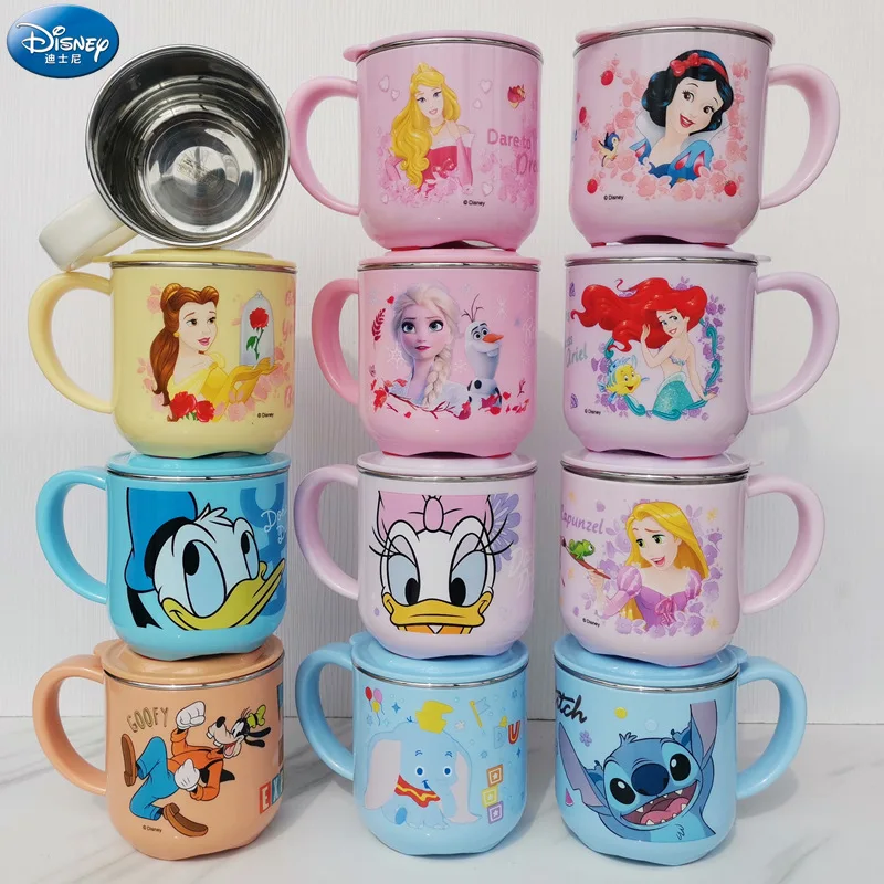 2022 Disney Tassen Prinzessin Gefrorene Elsa Milch Tasse Cartoon Mickey Minnie Maus Edelstahl Tasse Kinder Tasse Dumbo Becher Weihnachten geschenk