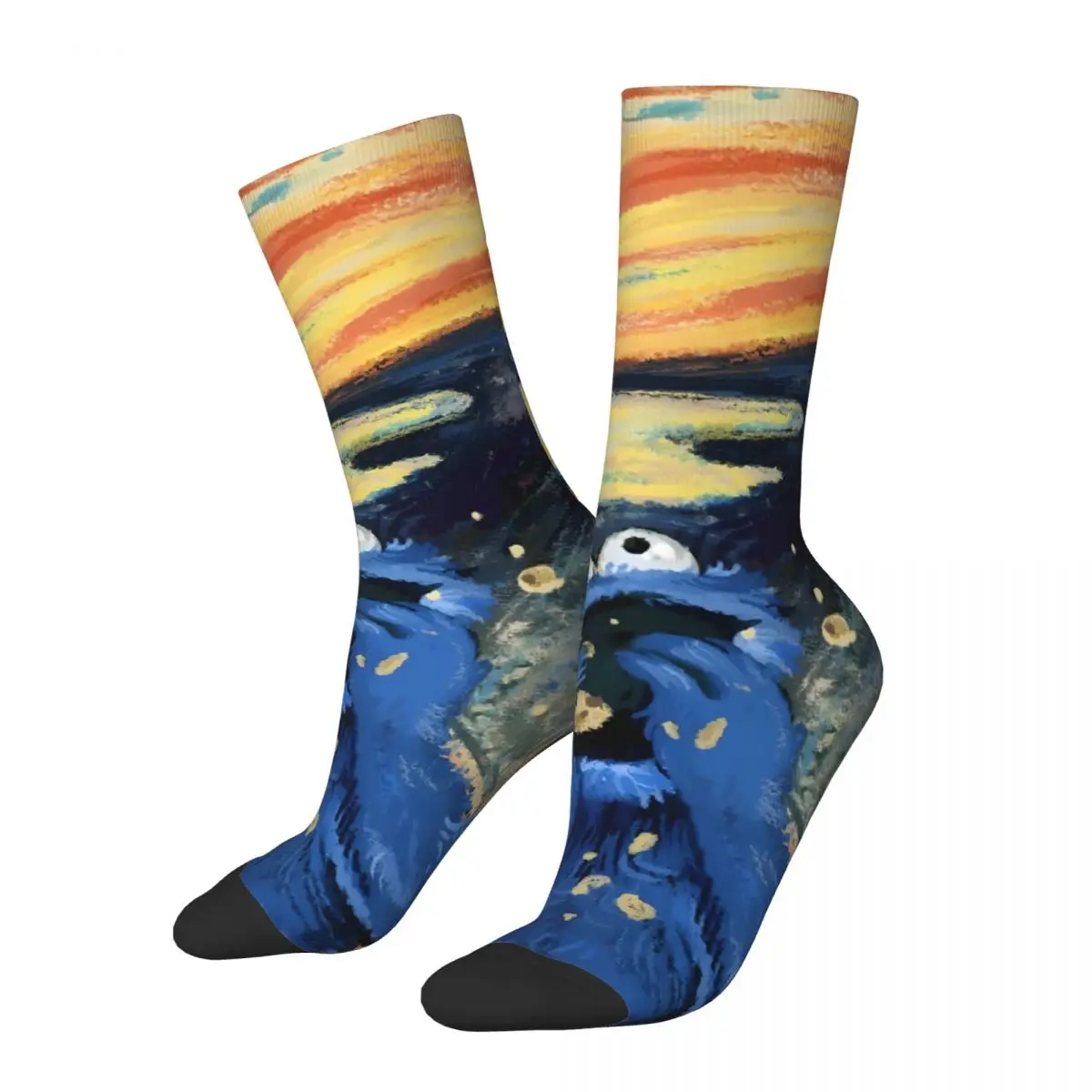 

Забавные счастливые носки для мужчин, страшные носки с печеньем в стиле хип-хоп улица Сезам, качественные Носки с рисунком, новинка, подарок