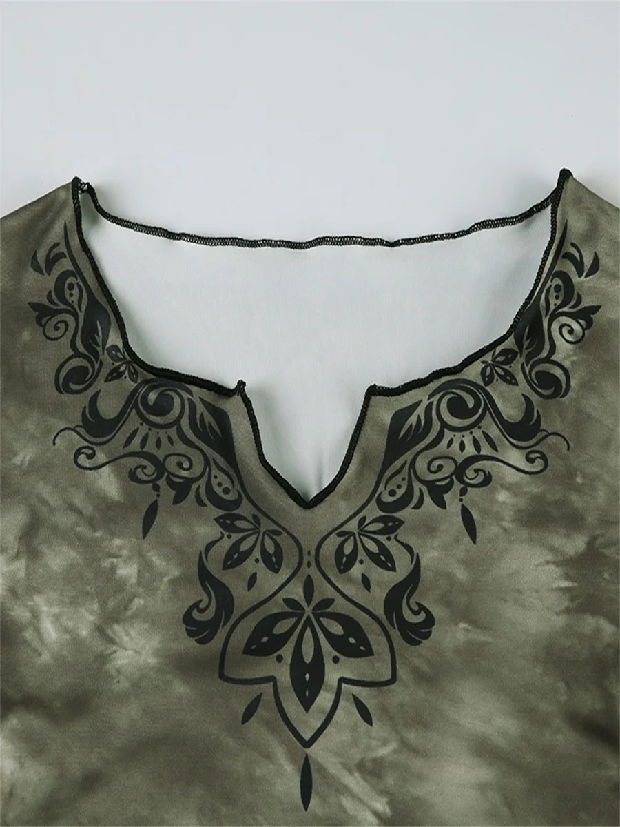 Женские укороченные топы с принтом тай-дай футболки длинными расклешенными