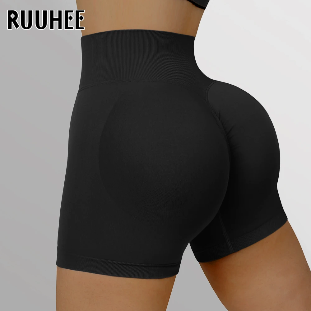 Женские Бесшовные Леггинсы RUUHEE байкерские шорты с высокой талией для йоги